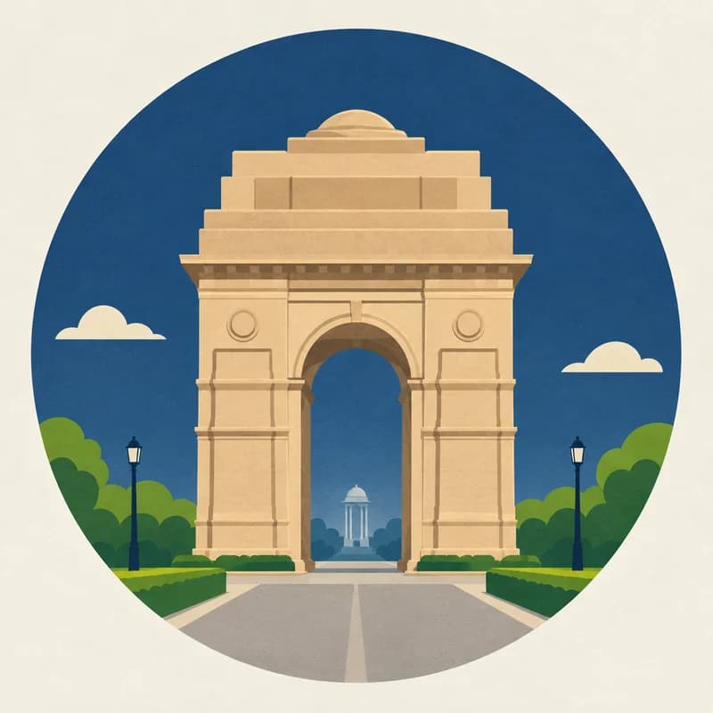 Illustration of India Gate, Delhi