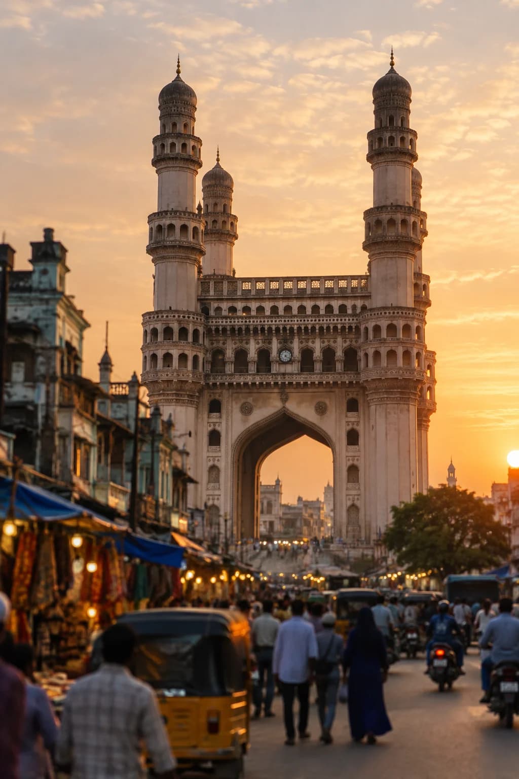 Charminar at golden hour, Hyderabad